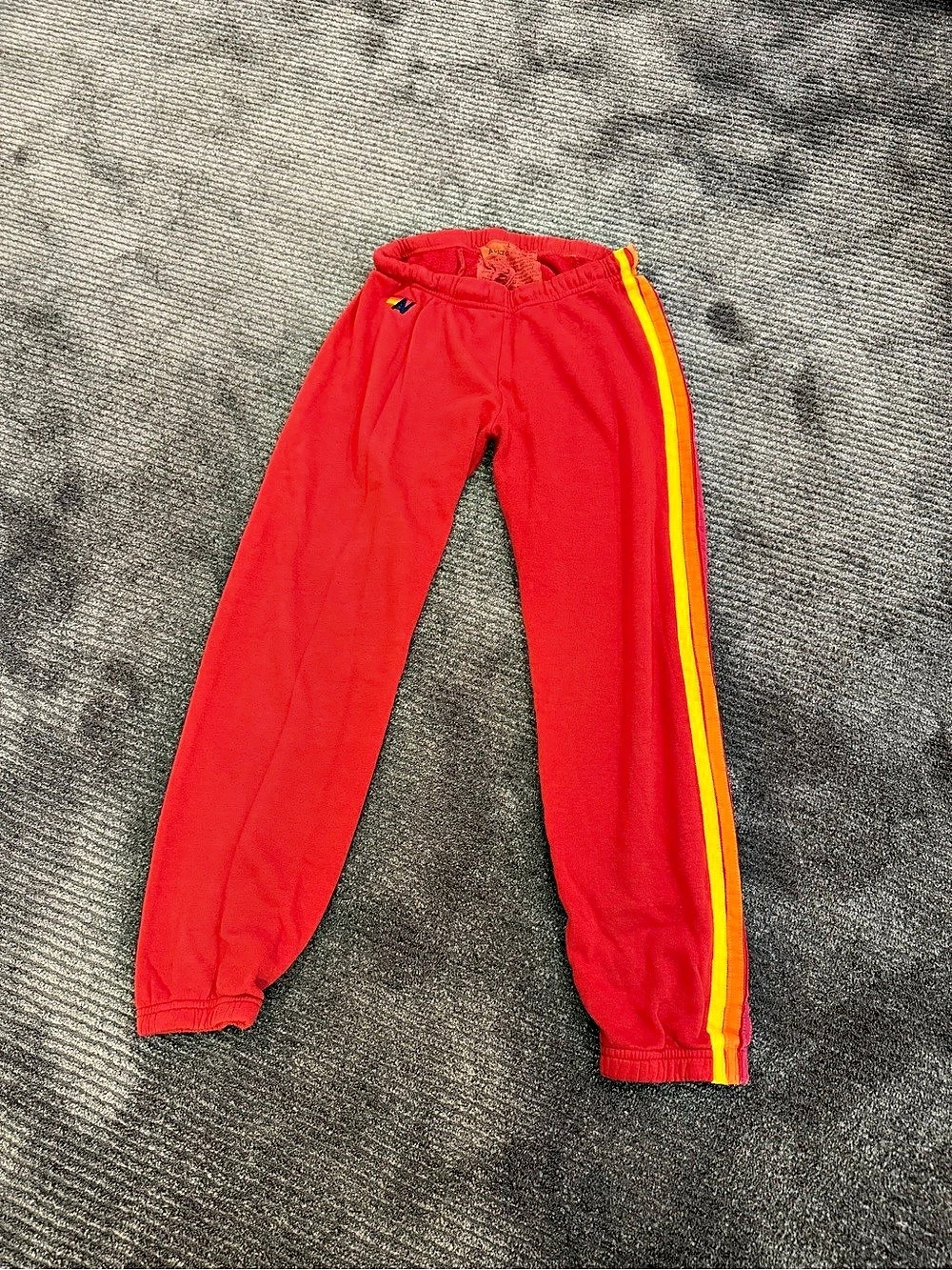 Aviator Nation 5 Stripe Sweatpants Red & Yellow